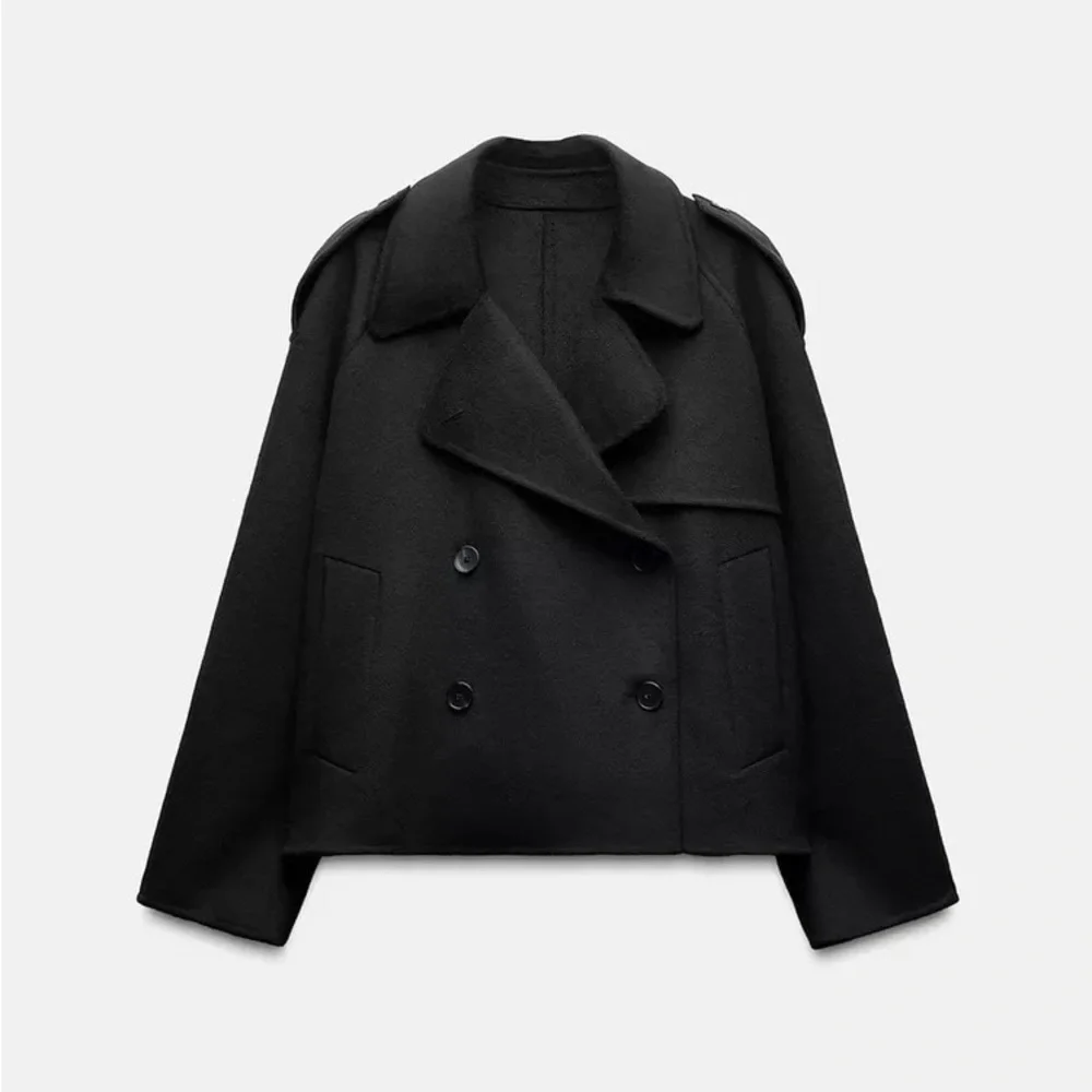Zara Black Pea Coat for Women - Picture 4 of 9